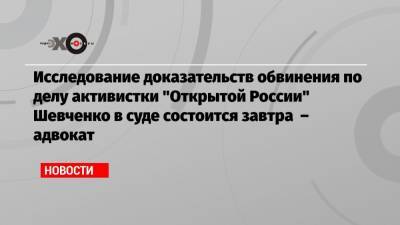 Исследование доказательств обвинения по делу активистки «Открытой России» Шевченко в суде состоится завтра – адвокат