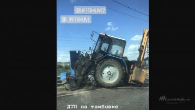 КамАЗ и трактор столкнулись под Липецком (видео)
