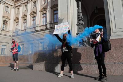 В Петербурге задержали противников поправок в Конституцию, зажегших файеры в центре города