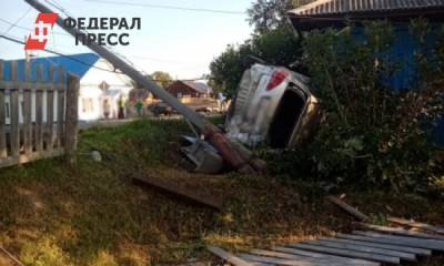 В Томской области иномарка снесла две опоры ЛЭП и врезалась в дом