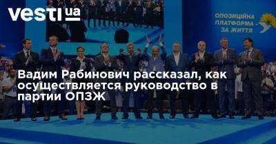Вадим Рабинович рассказал, как осуществляется руководство в партии "Оппозиционная платформа – За жизнь"