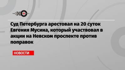 Суд Петербурга арестовал на 20 суток Евгения Мусина, который участвовал в акции на Невском проспекте против поправок