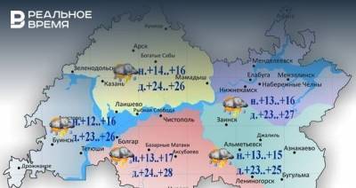Сегодня в Татарстане пройдут дожди, температура воздуха поднимется до +28 градусов
