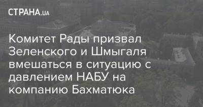 Комитет Рады призвал Зеленского и Шмыгаля вмешаться в ситуацию с давлением НАБУ на компанию Бахматюка