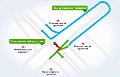 В Москве изменили схему движения на пересечении Мичуринского и Ломоносовского проспектов