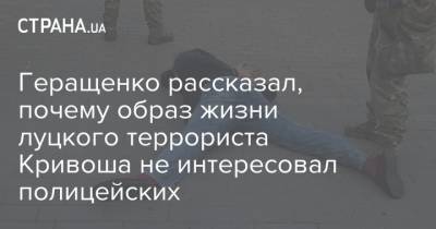 Геращенко рассказал, почему образ жизни луцкого террориста Кривоша не интересовал полицейских