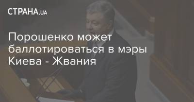 Порошенко может баллотироваться в мэры Киева - Жвания