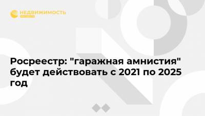 Росреестр: "гаражная амнистия" будет действовать с 2021 по 2025 год