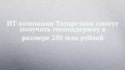 ИТ-компании Татарстана смогут получать господдержку в размере 250 млн рублей
