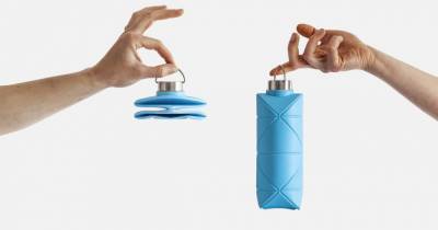 Многоразовая бутыль для воды складывается по принципу оригами