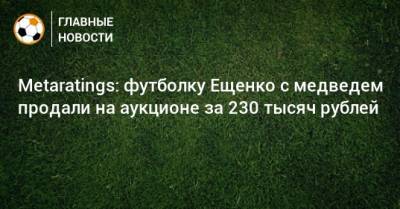 Metaratings: футболку Ещенко с медведем продали на аукционе за 230 тысяч рублей