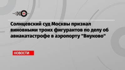 Солнцевский суд Москвы признал виновными троих фигурантов по делу об авиакатастрофе в аэропорту «Внуково»