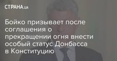 Бойко призывает после соглашения о прекращении огня внести особый статус Донбасса в Конституцию