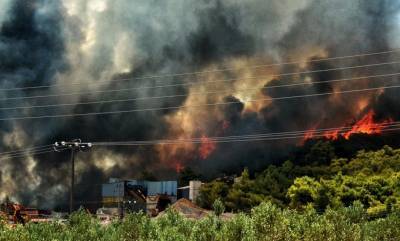 В Греции третьи сутки тушат лесной пожар возле Коринфа