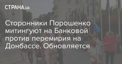 Сторонники Порошенко митингуют на Банковой против перемирия на Донбассе. Обновляется