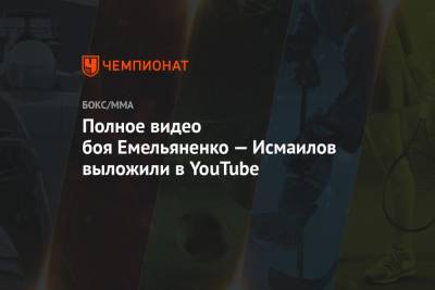 Полное видео боя Емельяненко — Исмаилов выложили в YouTube
