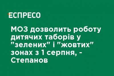 МЗ разрешит работу детских лагерей в "зеленых" и "желтых" зонах с 1 августа - Степанов