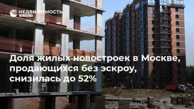 Доля жилых новостроек в Москве, продающихся без эскроу, снизилась до 52%