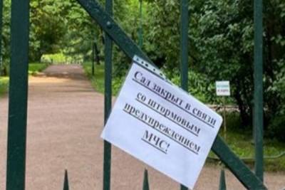 В Петербурге парки и сады вновь закрывают из-за штормового предупреждения