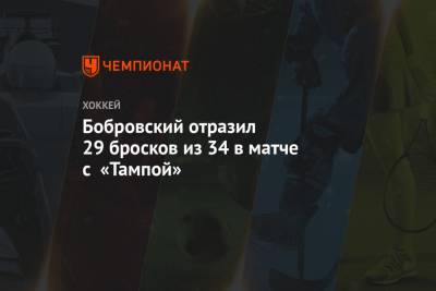 Бобровский отразил 29 бросков из 34 в матче с «Тампой»