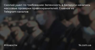 Смолий ушел по требованию Зеленского, в Беларуси начались массовые проверки правоохранителей. Главное из Telegram-каналов