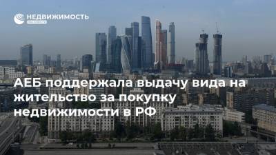 АЕБ поддержала выдачу вида на жительство за покупку недвижимости в РФ