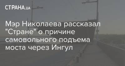 Мэр Николаева рассказал "Стране" о причине самовольного подъема моста через Ингул