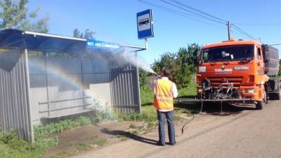 Дезинфекция остановок продолжается в трёх районах Ульяновска