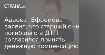 Адвокат Ефремова заявил, что старший сын погибшего в ДТП согласился принять денежную компенсацию
