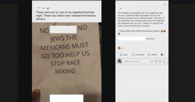 В США обнаружили листовки против евреев и других нацменьшинств