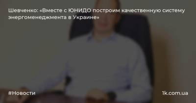 Шевченко: «Вместе с ЮНИДО построим качественную систему энергоменеджмента в Украине»