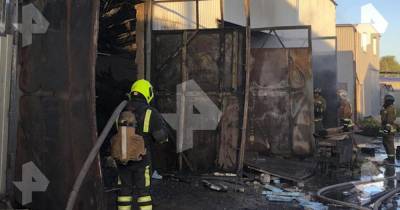 Крупный пожар охватил здание на территории яхт-клуба в Петербурге