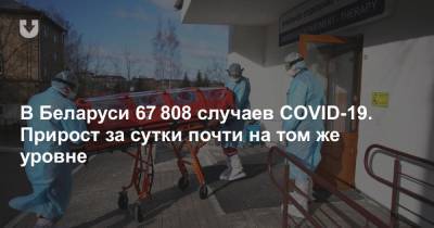 В Беларуси 67 808 случаев COVID-19. Прирост за сутки почти на том же уровне