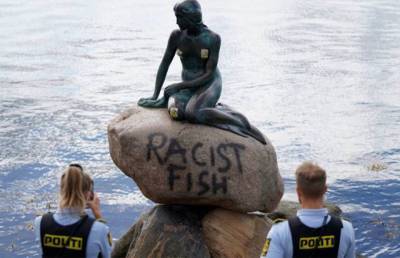 "Расистская рыба". В Копенгагене вандалы испортили памятник Русалочке