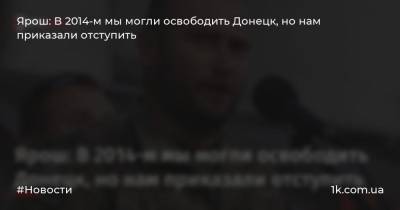 Ярош: В 2014-м мы могли освободить Донецк, но нам приказали отступить