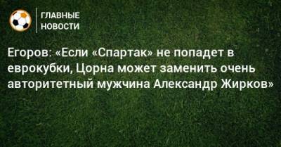 Егоров: «Если «Спартак» не попадет в еврокубки, Цорна может заменить очень авторитетный мужчина Александр Жирков»