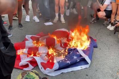 Протестующие у Белого дома после речи Трампа сожгли флаг США