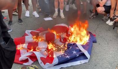 В День независимости США протестующие сожгли в Вашингтоне американский флаг