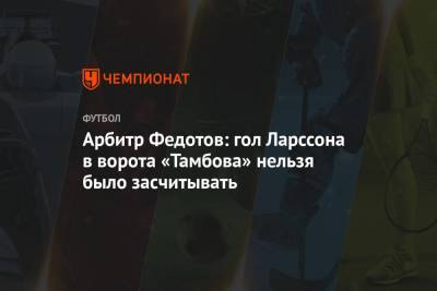 Арбитр Федотов: гол Ларссона в ворота «Тамбова» нельзя было засчитывать