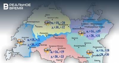 В Татарстане ожидаются кратковременные дожди и до +33˚