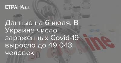 Данные на 6 июля. В Украине число зараженных Covid-19 выросло до 49 043 человек