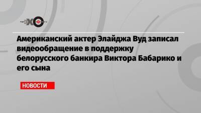 Американский актер Элайджа Вуд записал видеообращение в поддержку белорусского банкира Виктора Бабарико и его сына