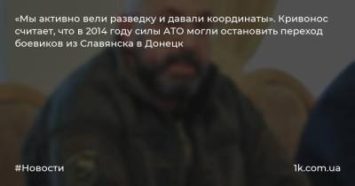 «Мы активно вели разведку и давали координаты». Кривонос считает, что в 2014 году силы АТО могли остановить переход боевиков из Славянска в Донецк