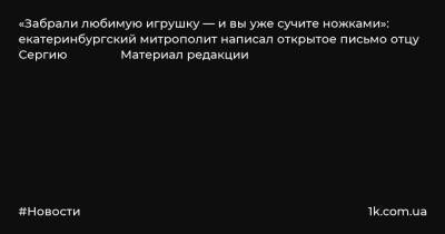 «Забрали любимую игрушку — и вы уже сучите ножками»: екатеринбургский митрополит написал открытое письмо отцу Сергию Материал редакции