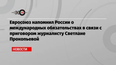 Евросоюз напомнил России о международных обязательствах в связи с приговором журналисту Светлане Прокопьевой