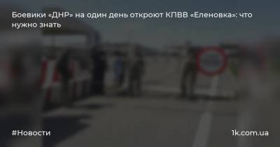 Боевики «ДНР» на один день откроют КПВВ «Еленовка»: что нужно знать