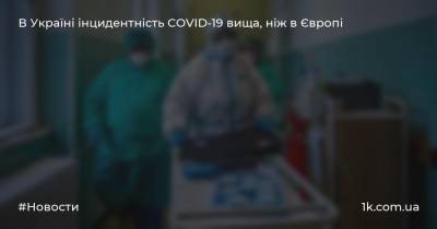 В Україні інцидентність COVID-19 вища, ніж в Європі