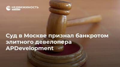 Суд в Москве признал банкротом элитного девелопера APDevelopment