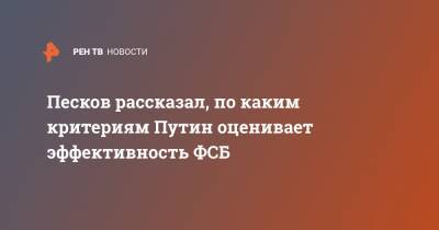 Песков рассказал, по каким критериям Путин оценивает эффективность ФСБ