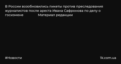 В России возобновились пикеты против преследования журналистов после ареста Ивана Сафронова по делу о госизмене Материал редакции